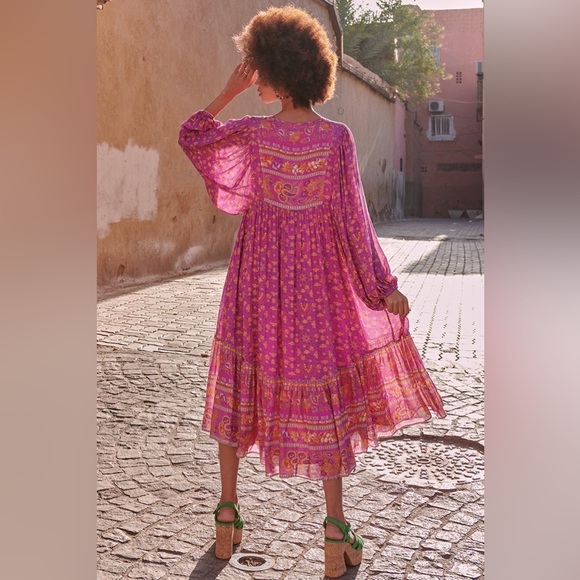 Spell and The Gypsy Collective Madame Peacock Boho Dress Boysenberry NWT! - Picture 3 of 8